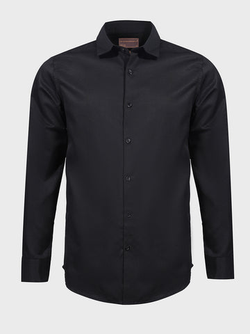 Men's Black Slim Fit Textured Formal Shirt
