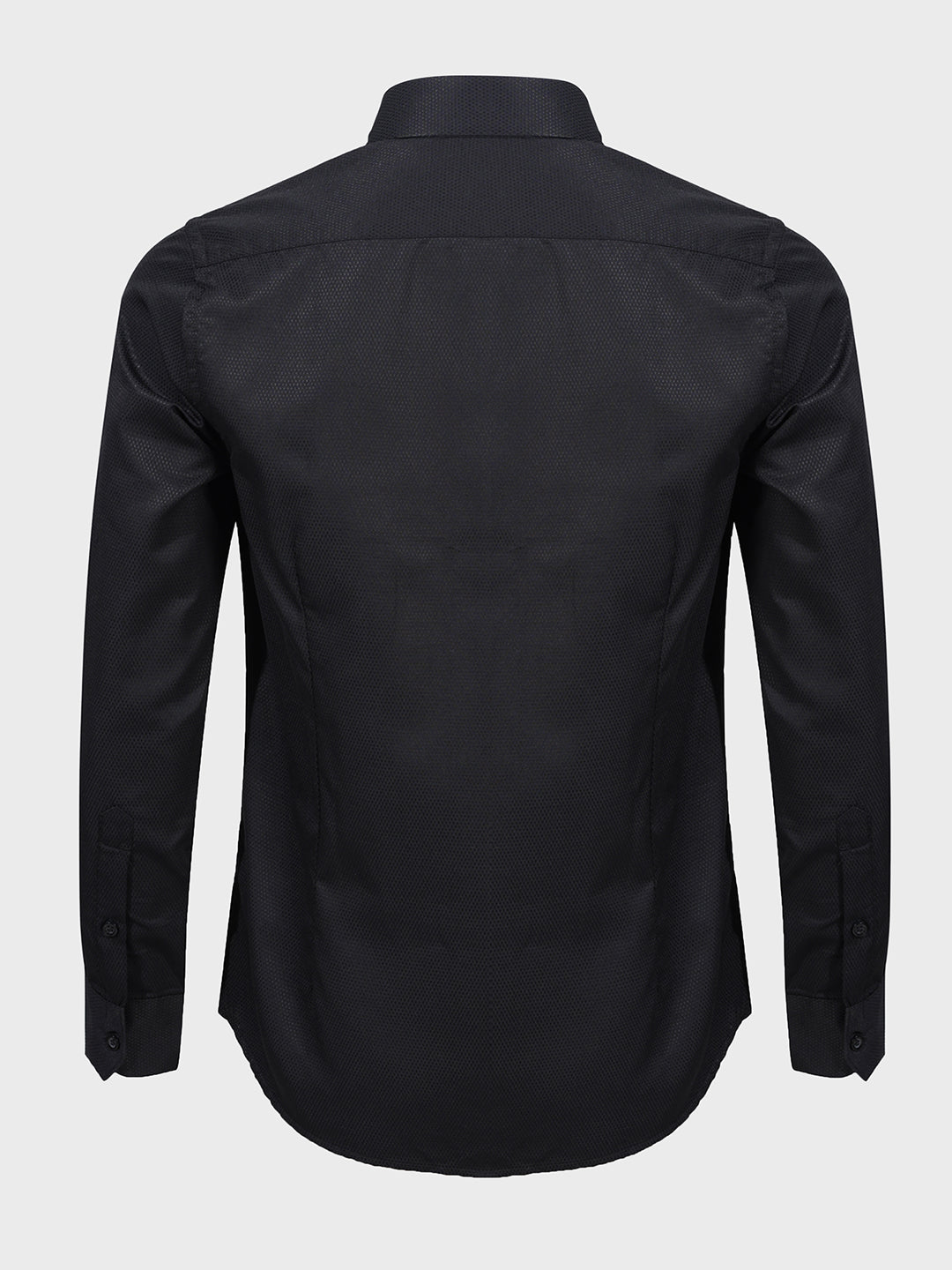 Men's Black Slim Fit Textured Formal Shirt