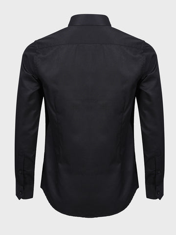 Men's Black Slim Fit Textured Formal Shirt