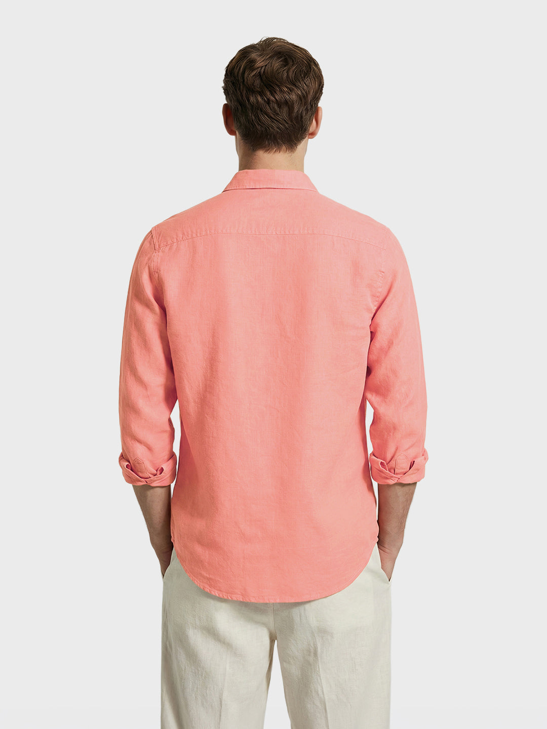 Men's Pink Slim Fit Solid Casual Shirts