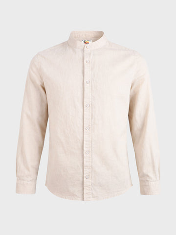 Men's Beige Slim Fit Solid Casual Shirts