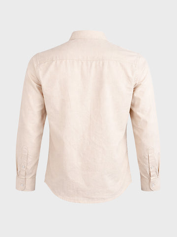 Men's Beige Slim Fit Solid Casual Shirts