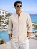 Men's Beige Slim Fit Solid Casual Shirts