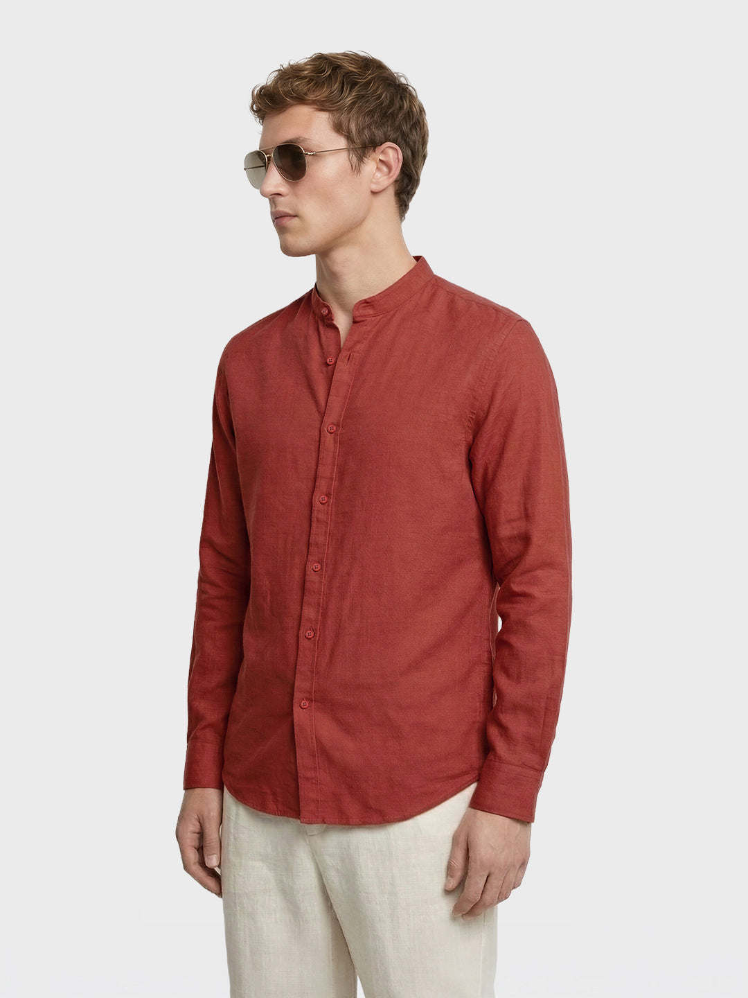 Men's Rust Slim Fit Solid Casual Shirts