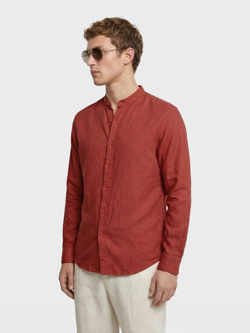 Men's Rust Slim Fit Solid Casual Shirts