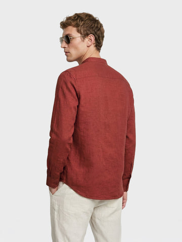 Men's Rust Slim Fit Solid Casual Shirts