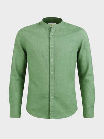 Men's Green Slim Fit Solid Casual Shirts