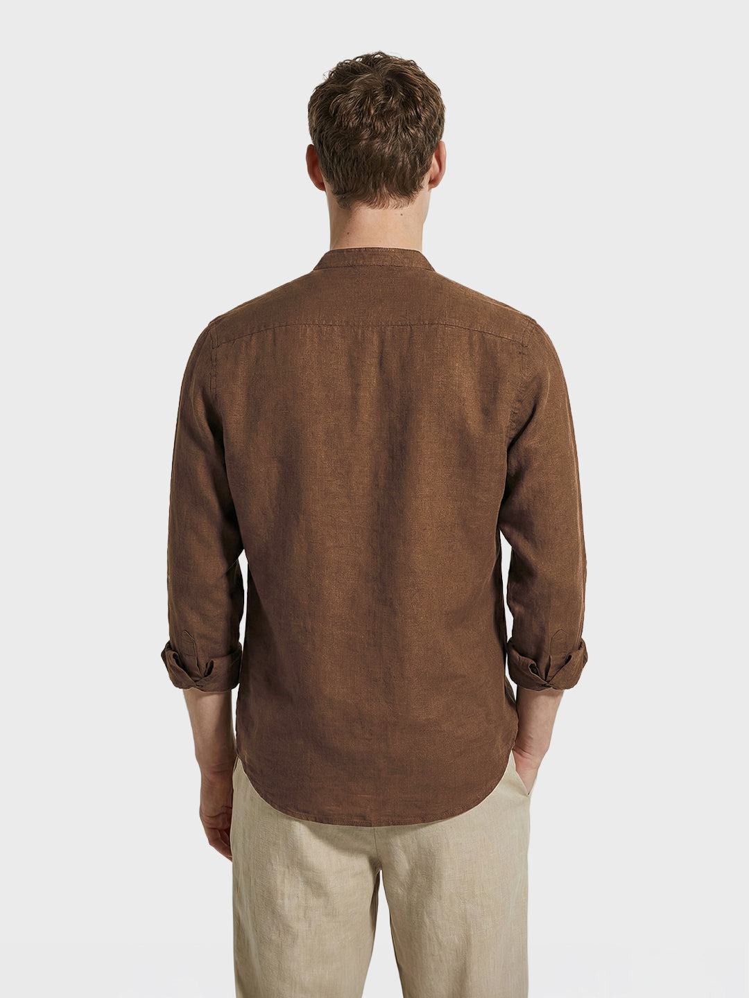 Men's Brown Slim Fit Solid Casual Shirts