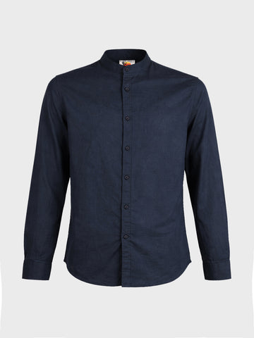 Men's Blue Slim Fit Solid Casual Shirts