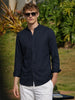 Men's Blue Slim Fit Solid Casual Shirts