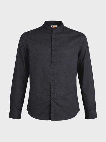 Men's Black Slim Fit Solid Casual Shirts