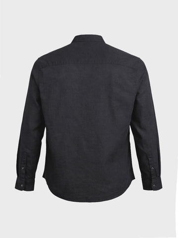 Men's Black Slim Fit Solid Casual Shirts
