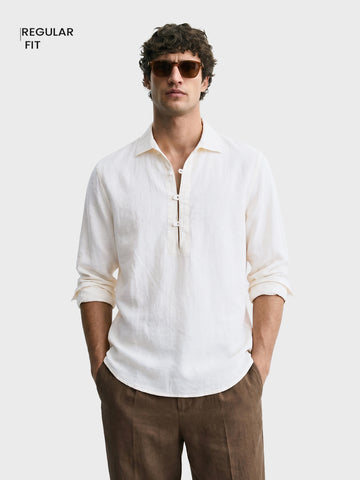 Men's White Regular Fit Solid Casual Shirts