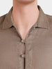 Men's Brown Regular Fit Solid Casual Shirts