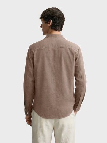 Men's Brown Regular Fit Solid Casual Shirts