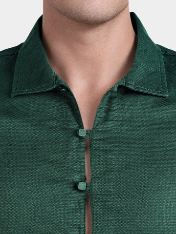 Men's Green Regular Fit Solid Casual Shirts