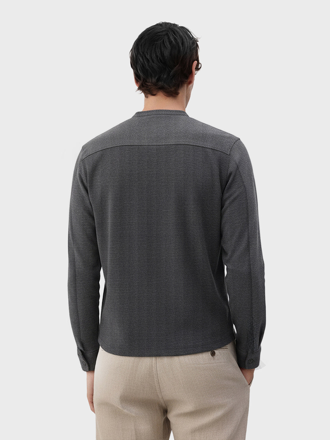 Men's Grey Relaxed Fit Solid Casual Shirt