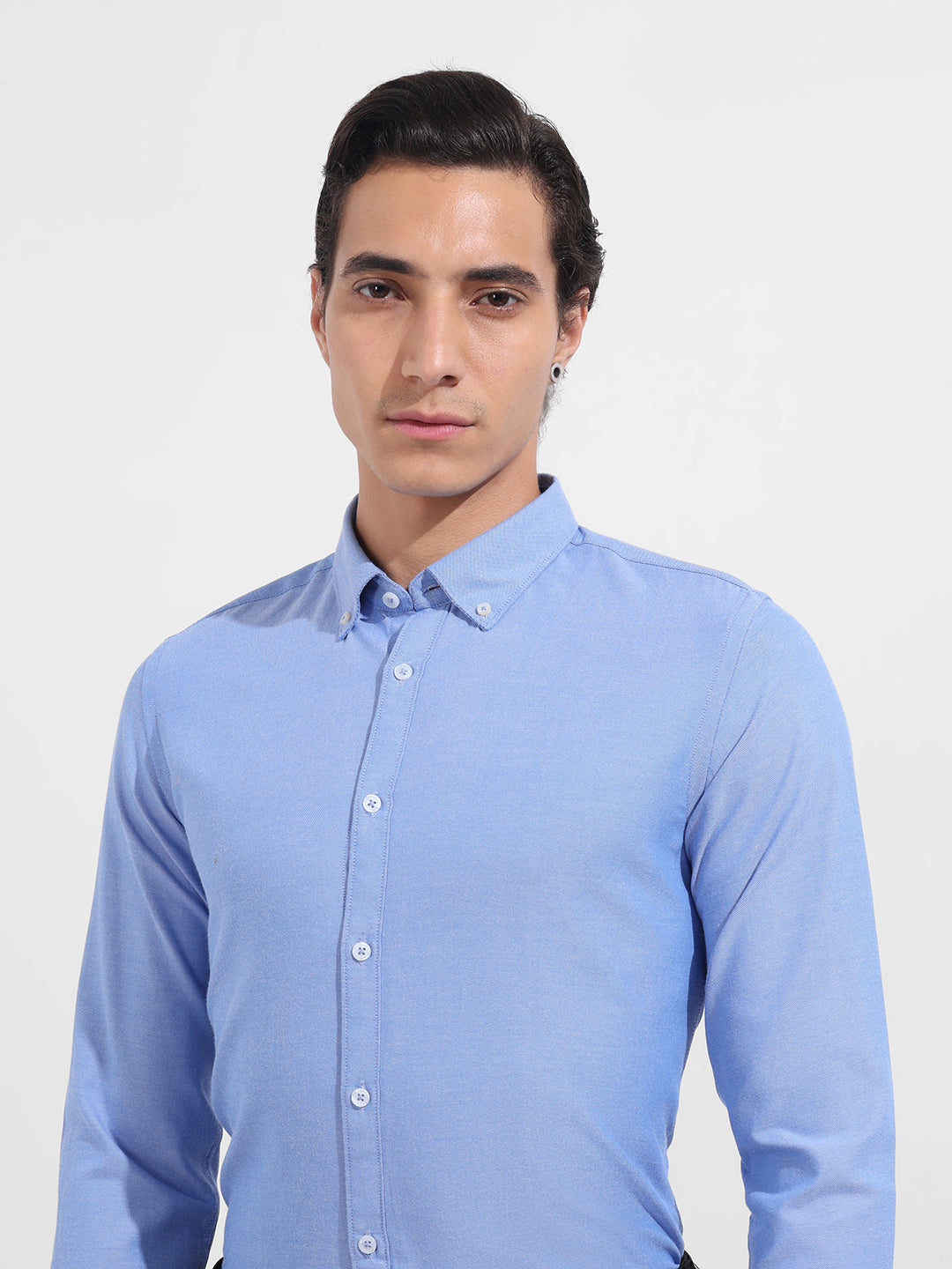 Men's Blue Slim Fit Solid Formal Shirt