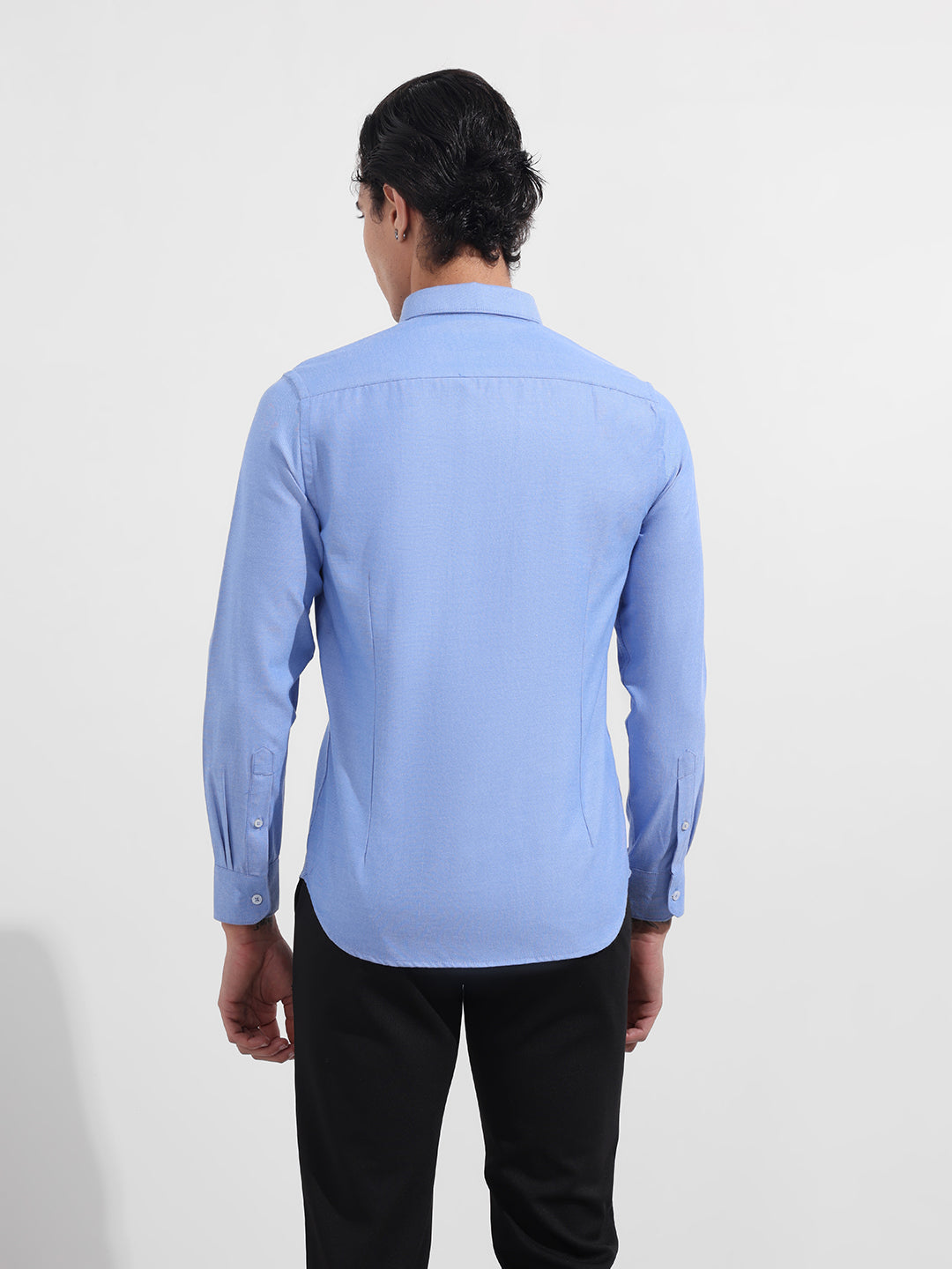 Men's Blue Slim Fit Solid Formal Shirt