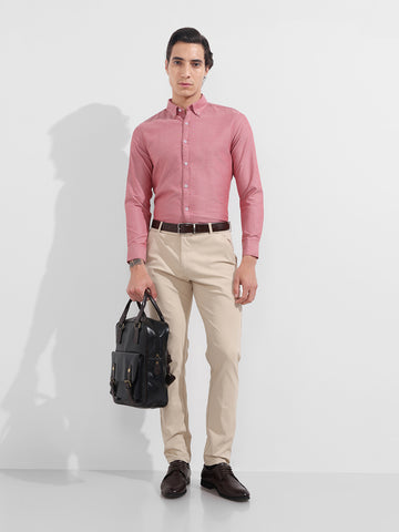 Men's Red Slim Fit Solid Formal Shirt