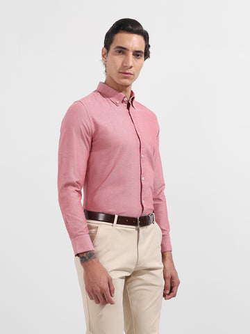 Men's Red Slim Fit Solid Formal Shirt