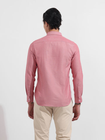 Men's Red Slim Fit Solid Formal Shirt