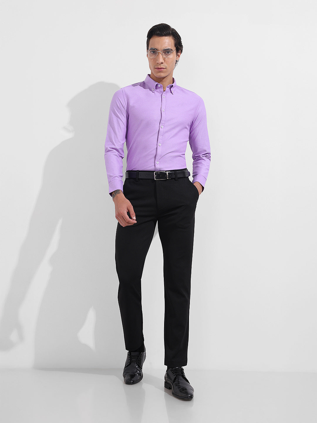 Men's Purple Slim Fit Solid Formal Shirt
