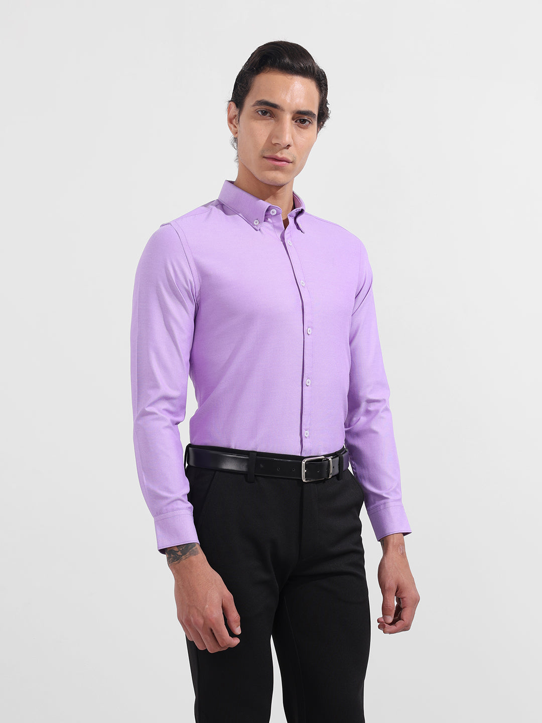 Men's Purple Slim Fit Solid Formal Shirt