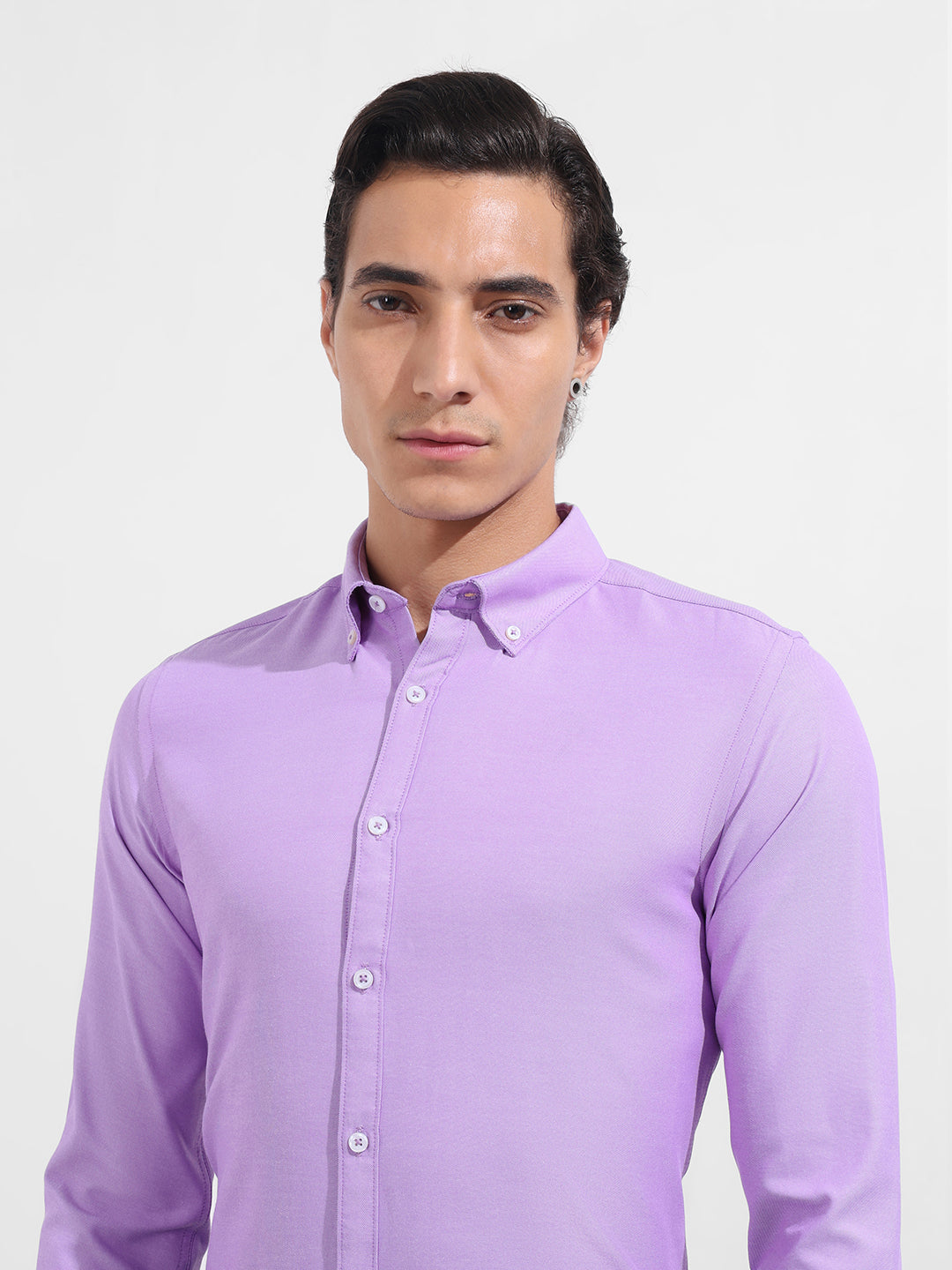 Men's Purple Slim Fit Solid Formal Shirt