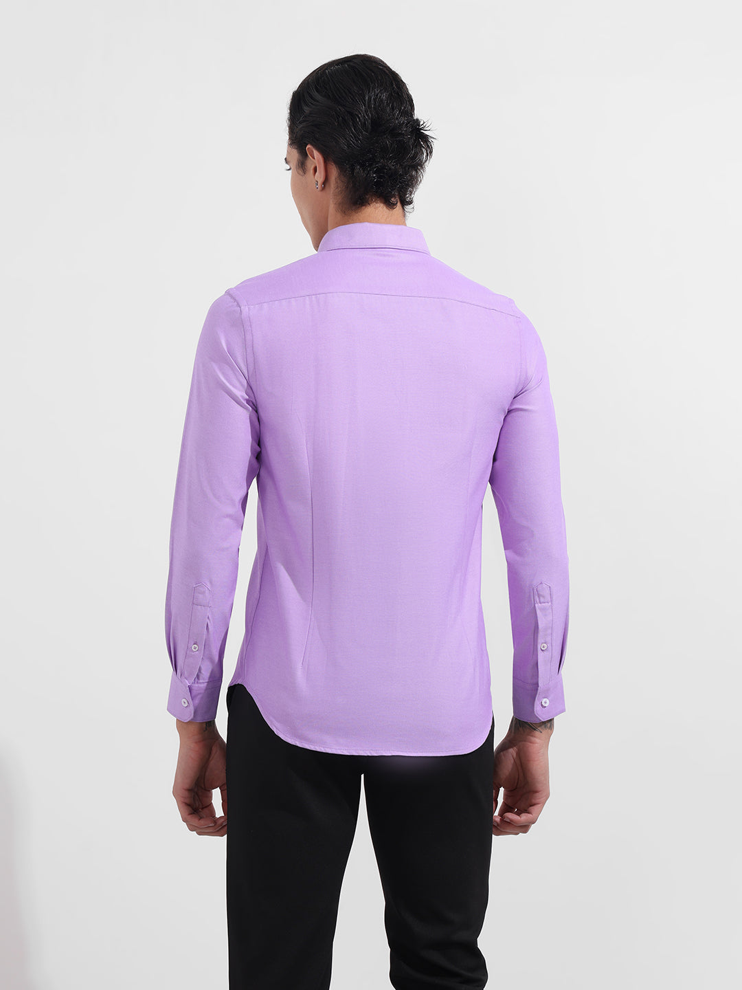Men's Purple Slim Fit Solid Formal Shirt