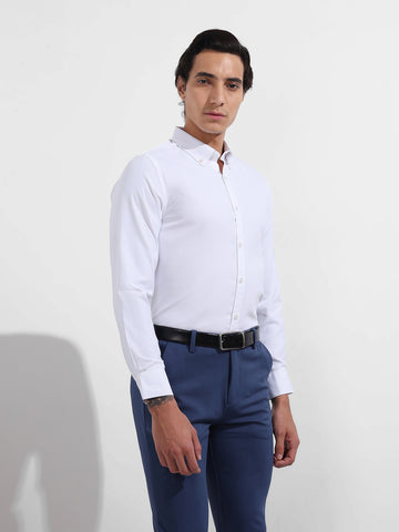 Men's White Slim Fit Solid Formal Shirt