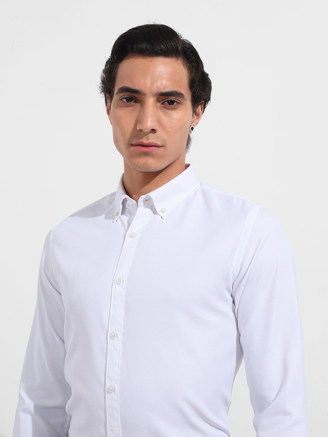 Men's White Slim Fit Solid Formal Shirt