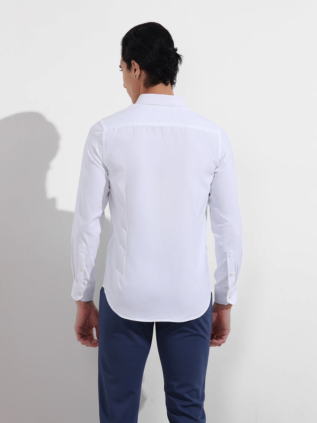 Men's White Slim Fit Solid Formal Shirt