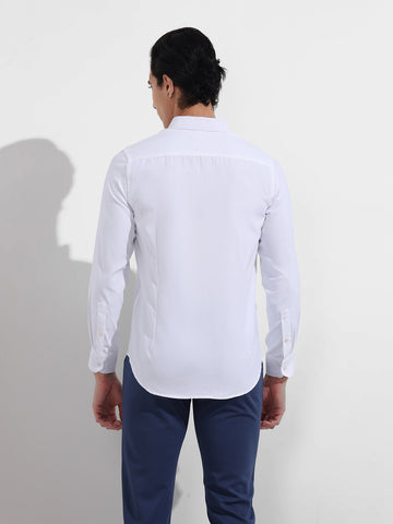 Men's White Slim Fit Solid Formal Shirt
