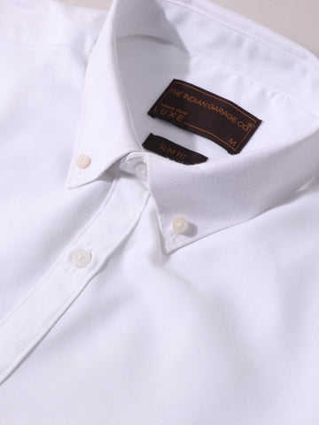 Men's White Slim Fit Solid Formal Shirt