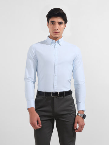 Men's Blue Slim Fit Solid Formal Shirt