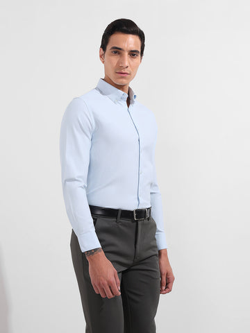 Men's Blue Slim Fit Solid Formal Shirt
