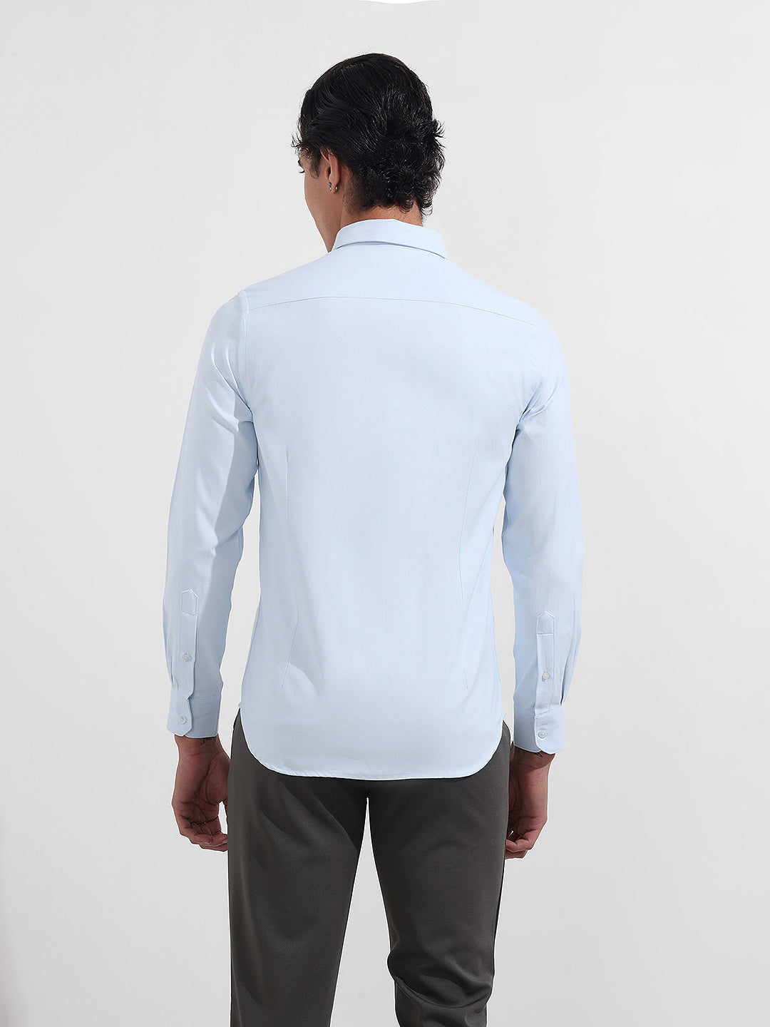 Men's Blue Slim Fit Solid Formal Shirt