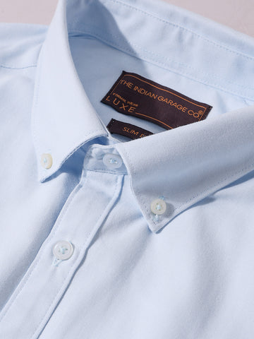 Men's Blue Slim Fit Solid Formal Shirt