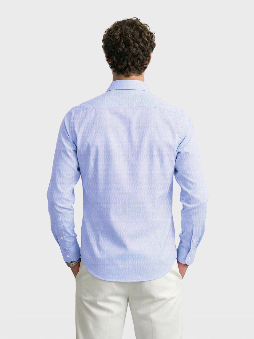 Men's Blue Slim Fit Solid Formal Shirt