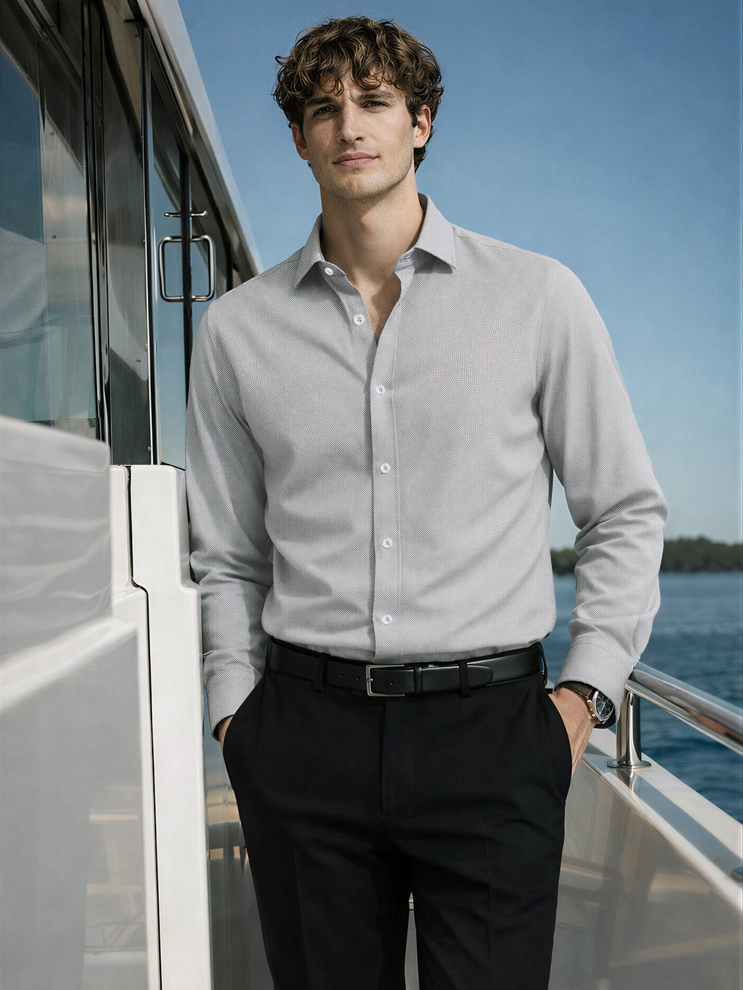 Men's Black Slim Fit Solid Formal Shirt