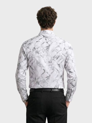 Men's White Slim Fit Printed Casual Shirt