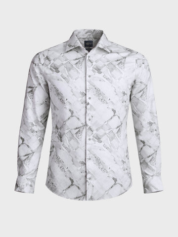 Men's White Slim Fit Printed Casual Shirt