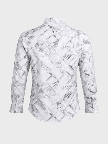 Men's White Slim Fit Printed Casual Shirt