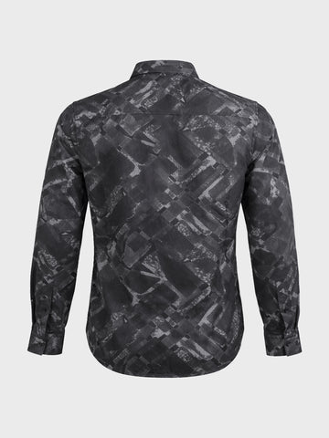 Men's Black Slim Fit Printed Casual Shirt
