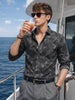 Men's Black Slim Fit Printed Casual Shirt