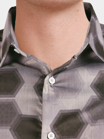 Men's Brown Slim Fit Printed Casual Shirt