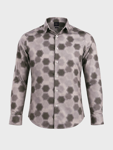 Men's Brown Slim Fit Printed Casual Shirt