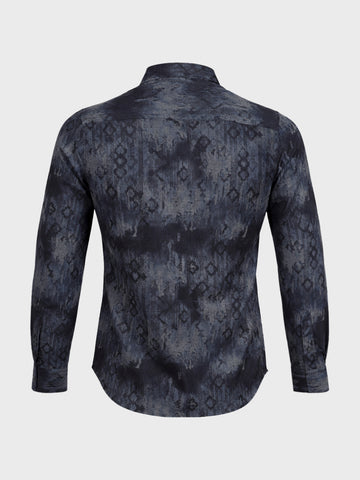 Men's Black Slim Fit Printed Casual Shirt