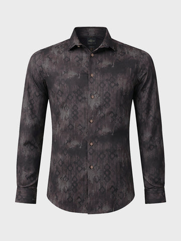 Men's Brown Slim Fit Printed Casual Shirt